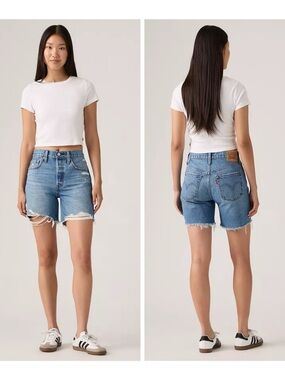 Levi's Size 26 Women's 501® Mid-Thigh High-Rise Straight-Fit Denim Shorts